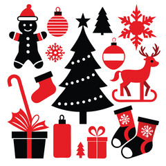 Playful Christmas-Themed Illustration with Candy Cane and Ornament Designs