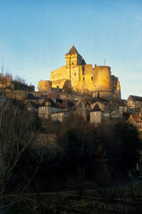 coucher de soleil, chateau, Beynac, 24, Dordogne, France