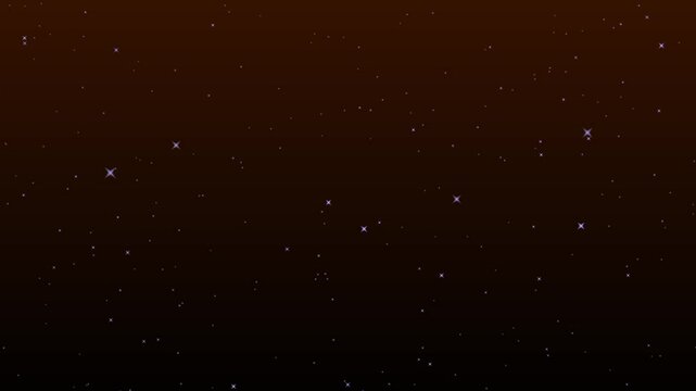 plan fixe arri&egrave;re plan pour usage graphique, pour montage vid&eacute;o, animation avec de nombreuses &eacute;toiles de tailles diff&eacute;rentes aux lueurs bleues venants rapidement vers la camera, avec teinte orang&eacute;e