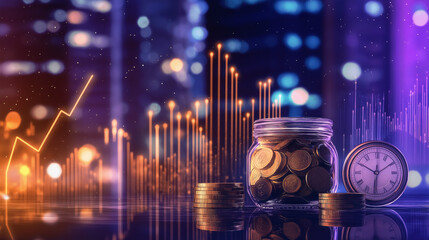 Time and Money: Symbolic Financial Growth, Investment, and Savings Concepts