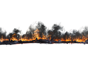 A Vibrant Fire Horizon Effect, Isolated on a Transparent Background, Perfect for Dramatic or Fiery-Themed Designs