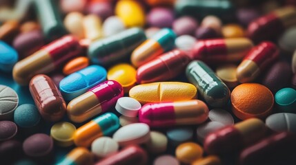 Colorful Assortment of Pharmaceutical Medications and Supplements