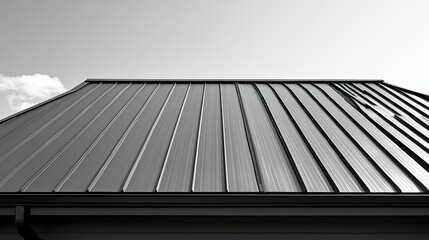 Damaged Metal Roof: A Black and White Architectural Study
