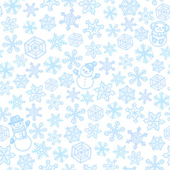 雪だるまと雪のイラスト(シームレス)