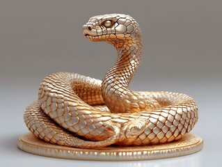 Fototapeta premium A Gold Snake Statue on a White Surface