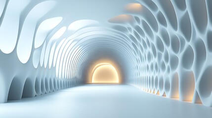 Abstract White Architectural Corridor Design With Soft Lighting