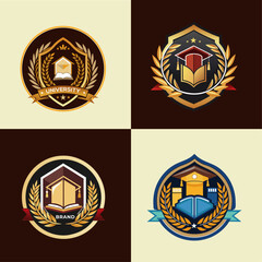 Bundle of University, Academy, and School logo design badges.