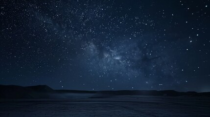A Breathtaking View of the Night Sky with the Milky Way Galaxy Shining Brightly Above a Dark, Silhouetted Landscape