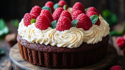 Delicious Chocolate Raspberry Cake With Cream Frosting