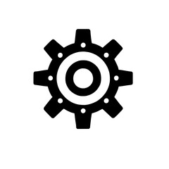 Gear Icon - Black Silhouette: A simple yet powerful black silhouette of a cogwheel, symbolizing the intricate workings of machinery, innovation, and the mechanics of progress.  