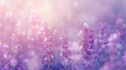 Obraz premium Lavender background with an empty space for text. Beautiful lavender plants on the background.