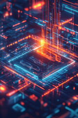 Fototapeta premium A cyber graphic design icon glowing with creative metrics, representing online design education platforms, digital art tools, and smart design resources. 