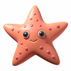 A cute, cartoonish starfish character with a smiling face and pink spots, designed in a vibrant, playful style.