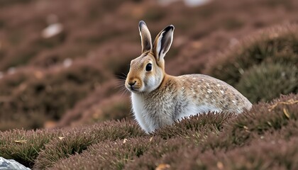 Fototapeta premium A view of a Hare in the Heather