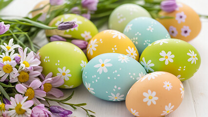 Obraz premium easter eggs with flowers