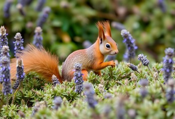Fototapeta premium A close up of a Red Squirrel in the grass