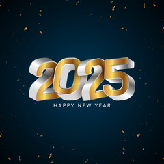 Naklejka premium Happy new year 2025 stylish celebration background with elegant golden text