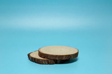 tree cross sections on blue for product presentation