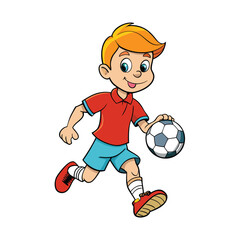 Obraz premium a boy is playing football carttoon illustration