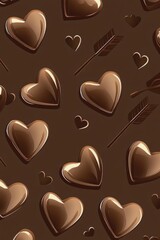 Seamless Chocolate Heart Pattern with Arrows: Perfect for Valentine's Day and Sweet-Themed Designs