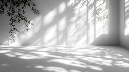 White Room Sunlight Shadows Plant Leaves