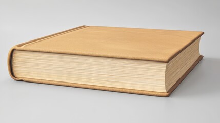 A blank beige hardcover book with texture on a clean white background, perfect for creativity, design, education or publishing projects seeking neutral tones.
