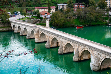 The Mehmed Pasha Sokolovic Bridge from 1577 located in Visegrad, Bosnia and Herzegovina.