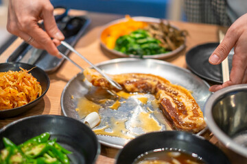 サムギョプサルの肉と具材