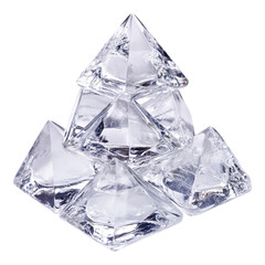 Obraz premium A 3D rendering of a dazzling pyramid made of ice and diamonds with intricate details and sparkling surfaces isolated against a transparent background ideal for luxury or fantasy-themed designs