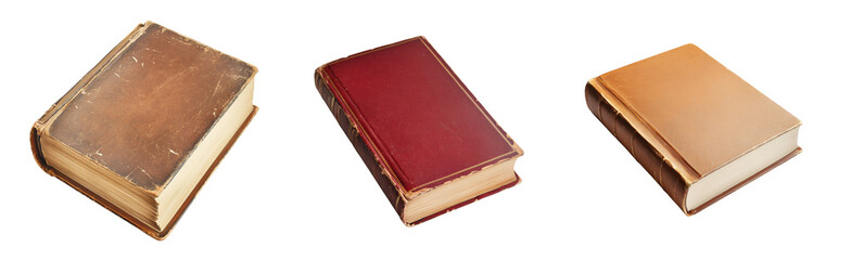 Obraz premium Vintage Leather-Bound Books: Timeless Antique Literature for Collectors and Elegant Home Decor PNG Icon on transparent background