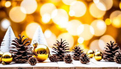 christmas background featuring a festive scene with golden and white decorations