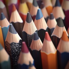 A vibrant collection of sharpened colored pencils ready for creative expression.