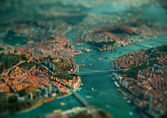 photo of a miniature model that looks like city of istanbul