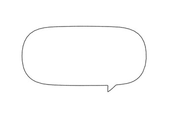 手書きのシンプルでおしゃれな横長の白い吹き出し - 白い背景に黒い線のフレーム素材