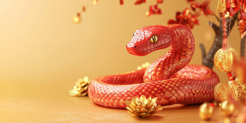 Obraz premium 3D snake illustration for Chinese New Year