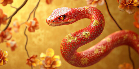 Obraz premium 3D snake illustration for Chinese New Year