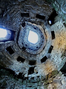 Ananuri Fortress - a well-preserved tower made of rough-hewn stones