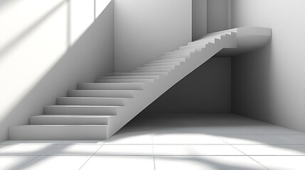 Modern White Staircase in Minimalist Interior Design