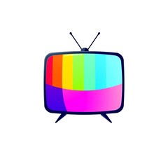 Rainbow TV: A retro TV with a vibrant rainbow screen, symbolizing the vast spectrum of entertainment and information available on television.