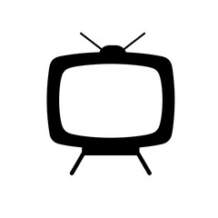 Retro Television Icon: A simple, nostalgic illustration of a vintage television set with rabbit ears. Perfect for projects related to retro technology, broadcasting, or classic entertainment. 