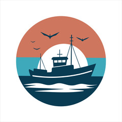  Vintage Fishing Boats on a Scenic Coastline T-Shirt Design
