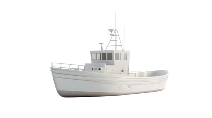 Naklejka premium White Fishing Trawler Boat Sea Vessel Marine Craft Ocean Ship