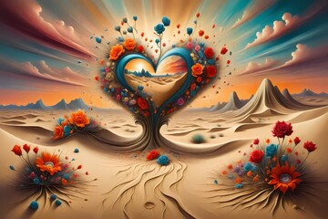 Fototapeta premium background with flowers and birds