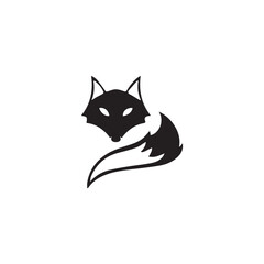 Fox logo design icon symbol vector illustration. Fox black and white logo