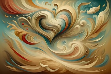 abstract background with hearts, Surrealism abstraction of love and the choice of dreams, love in a parallel universe