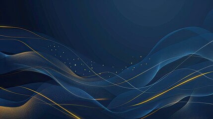 Abstract waves in blue and gold, creating a serene and modern visual effect.
