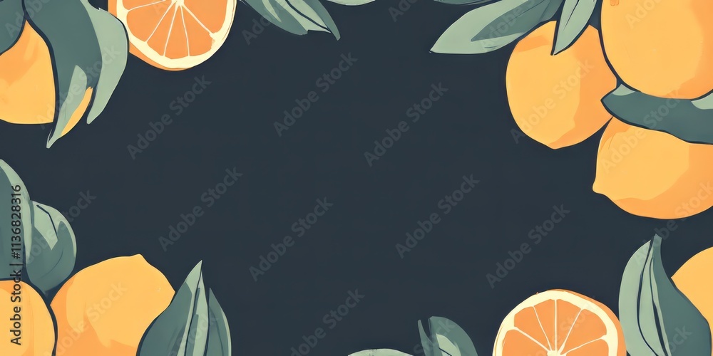 Poster vibrant arrangement of orange fruits against a dark background creating a striking visual contrast f