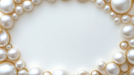 Fototapeta premium an ornate frame made of pearls and gold accents, circular shape, placed on a soft pastel background