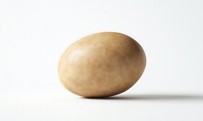 Fototapeta premium A Single Tan Speckled Egg on White Background