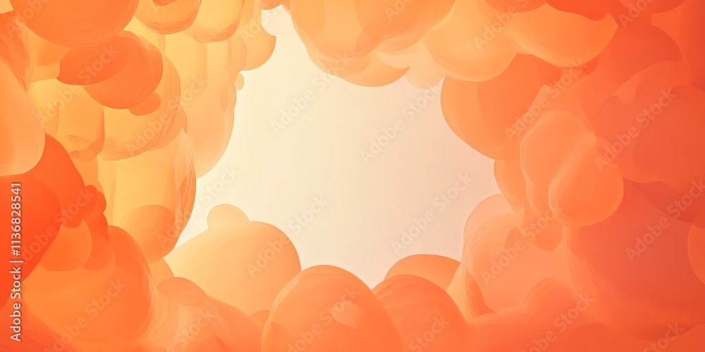 Poster vibrant oranges surround a bright, empty space creating a fresh and inviting atmosphere